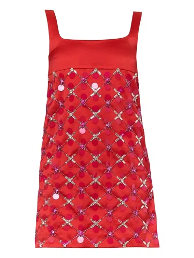 Des_phemmes Crystal-embellished Mini Dress In Red