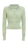 Des_phemmes Crystal-embellished Openwork Knit Cardigan In Green