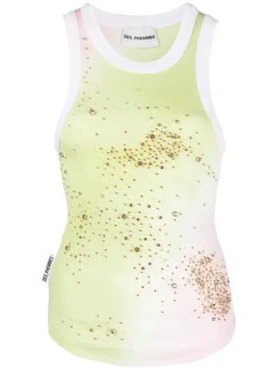 Des_phemmes Crystal-embellished Ribbed Tank Top In Grün