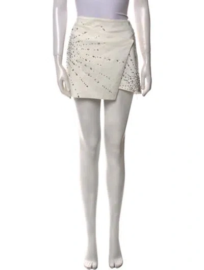 Pre-owned Des_phemmes Crystal Embellishments Mini Skirt In White