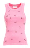 Des_phemmes Crystal-embroidered Cotton Ribbed Knit Tank Top In Pink