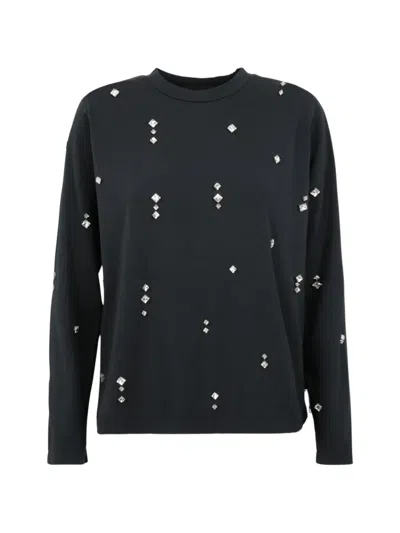 Des_phemmes Crystal-embellished Long-sleeve T-shirt In Black