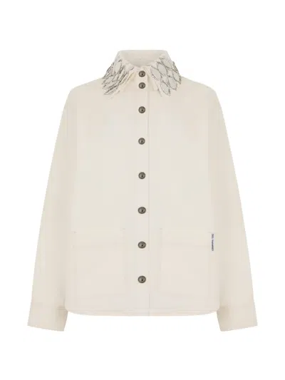 Des_phemmes Crystal-embellished Shirt In Neutral