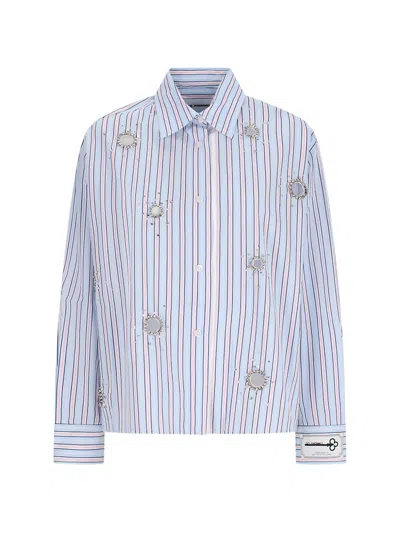 Des_phemmes Crystal-embellished Striped Shirt In Blue