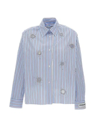 Des_phemmes 크리스털 장식 스트라이프 셔츠 In Blue