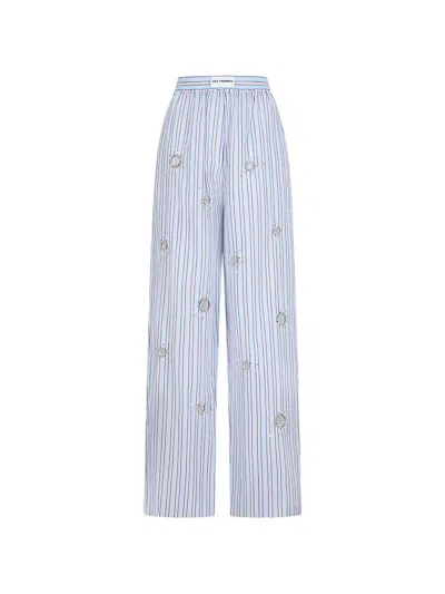 Des_phemmes Crystal-embellished Striped Trousers In Blue