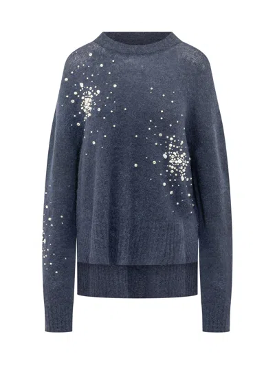 Des_phemmes Des Phemmes Alpaca Blend Knit Pullover In Navy