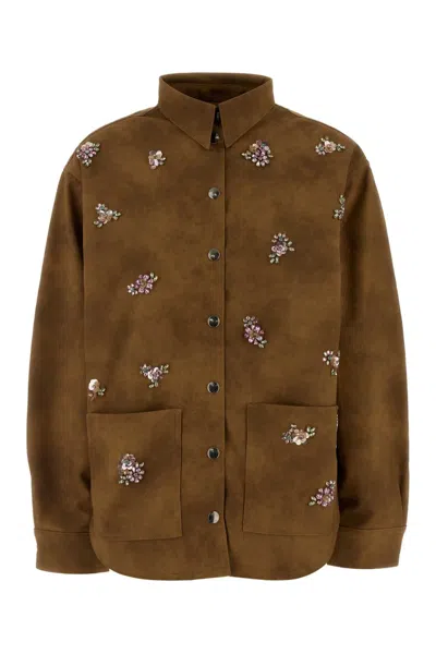 Des_phemmes Des Phemmes Camel Synthetic Leather Jacket In Brown
