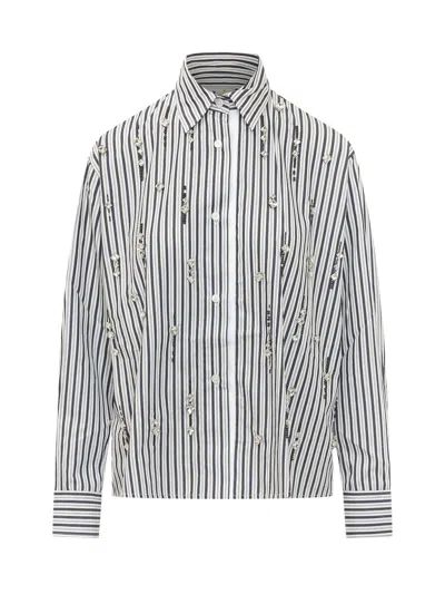 Des_phemmes Des Phemmes Classic Shirt In Off White/navy