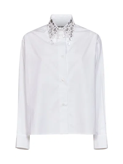 Des_phemmes Des Phemmes Crystal-embellished Pointed Collar Shirt In White