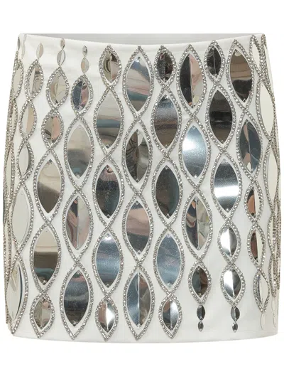 Des_phemmes Des Phemmes Mini Skirt With Stunning Embellishments In Ice