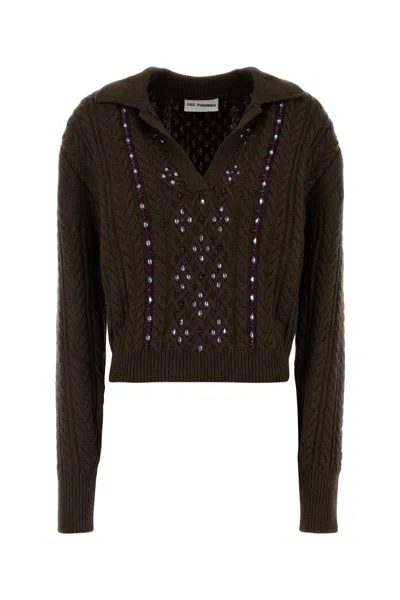 Des_phemmes Des Phemmes Nylon-wool Cashmere Blend Knit Sweater In Brown