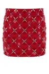 Des_phemmes Des Phemmes Red Satin Mini Skirt In Red