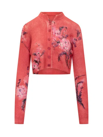 Des_phemmes Des Phemmes Short Cardigan With Print In Red