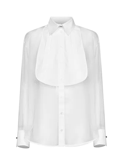 Des_phemmes Des Phemmes Silk Organza With Plastron Shirt In White