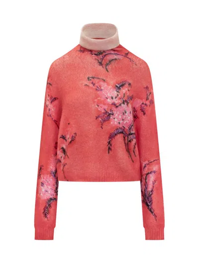 Des_phemmes Des Phemmes Turtleneck Sweater With Print In Orange