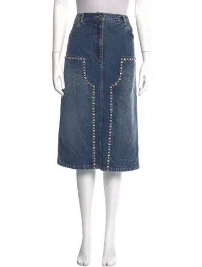 Pre-owned Des_phemmes Distressed Accents Knee-length Skirt In Blue