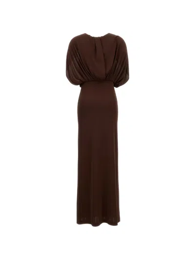 Des_phemmes Draped Maxi Dress In Brown