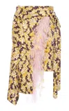 Des_phemmes Draped Panel Wrap Mini Skirt In Yellow