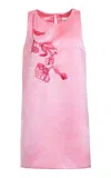 Des_phemmes Duchesse Satin Flower Shift Mini Dress In Pink