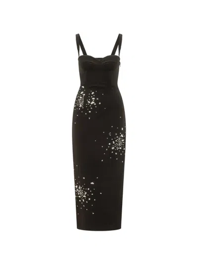 Des_phemmes Embellished Bustier Midi Dress In Black