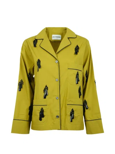 Des_phemmes Embellished Contrast-piping Shirt In Yellow