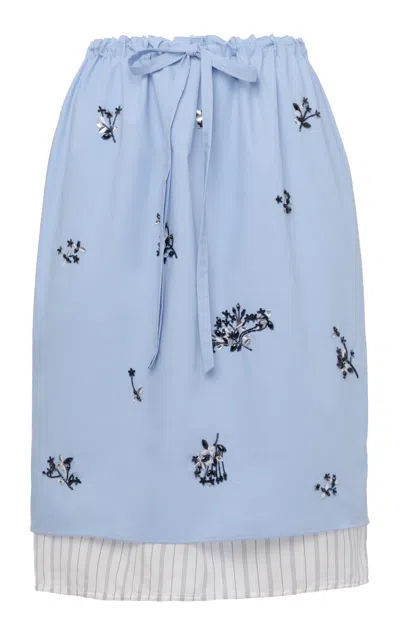 Des_phemmes Embellished Cotton Knee-length Skirt In Blue