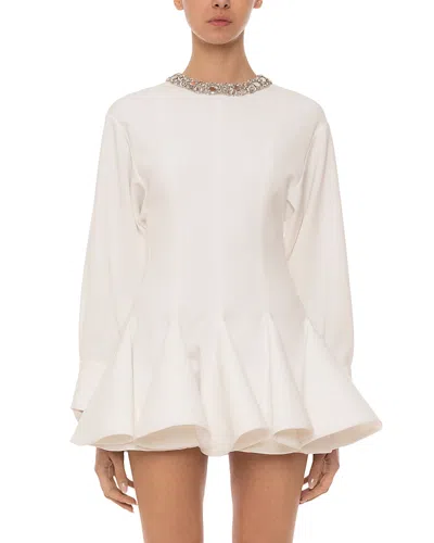 Des_phemmes Embellished Flared Mini Dress In White