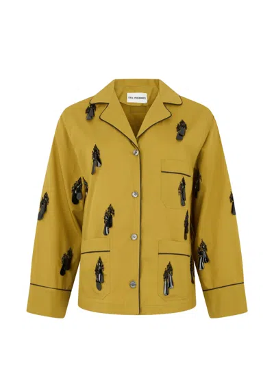Des_phemmes Embellished Piped Shirt In Yellow