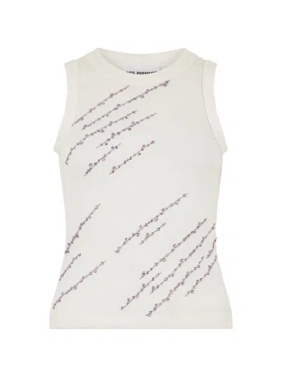 Des_phemmes Embellished Ribbed Tank Top In White