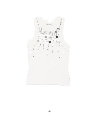 Des_phemmes Embellished Ribbed Tank Top In White