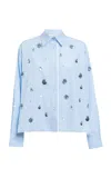 Des_phemmes Embroidered Cotton Boyfriend Top In Blue