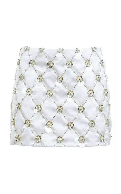Des_phemmes Embroidered Geometric Mini Skirt In White