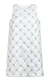 Des_phemmes Embroidered Geometric Shift Mini Dress In White