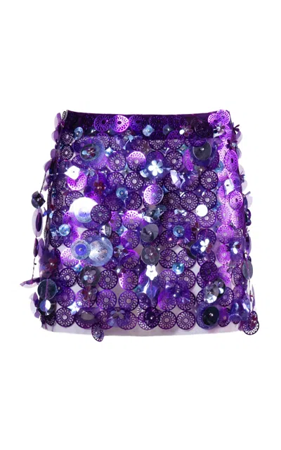 Des_phemmes Embroidered Mini Skirt In Purple