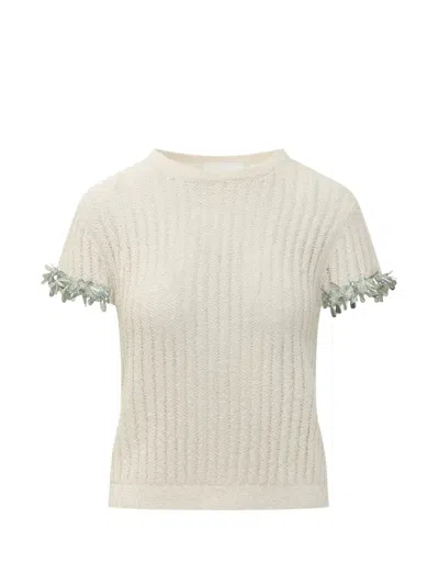 Des_phemmes Embroidered Ribbed Top In Neutral