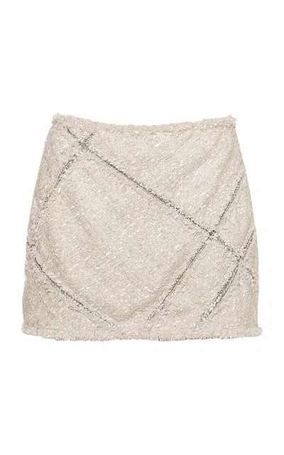 Des_phemmes Embroidered Tweed Mini Skirt In Ivory