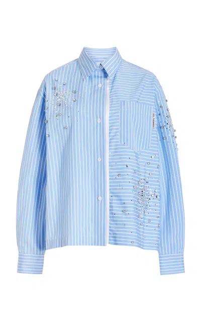 Des_phemmes Exclusive Crystal-embellished Cotton Poplin Shirt In Blue