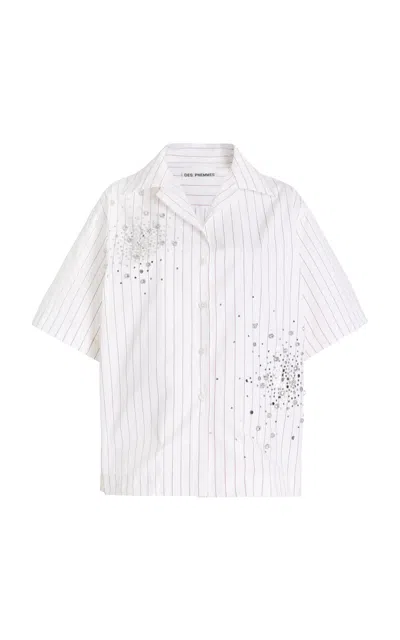 Des_phemmes Exclusive Crystal-embellished Cotton Poplin Shirt In Burgundy