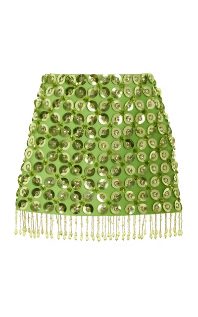 Des_phemmes Exclusive Embellished Cotton Mini Skirt In Green