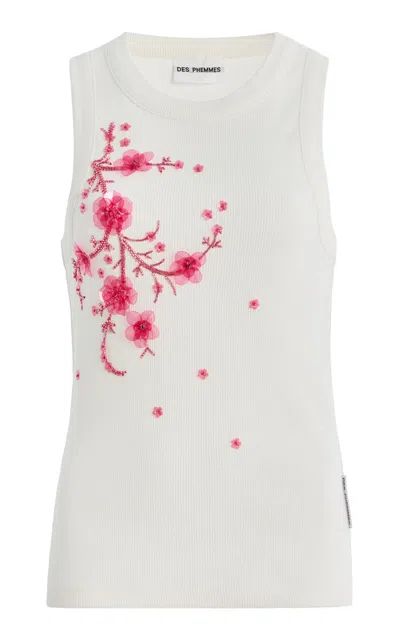 Des_phemmes Exclusive La Isla Classic Cotton Tank Top In White