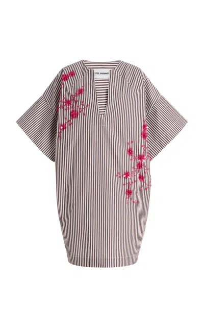 Des_phemmes Exclusive La Isla Cocoon Striped Cotton-poplin Mini Dress In Multi