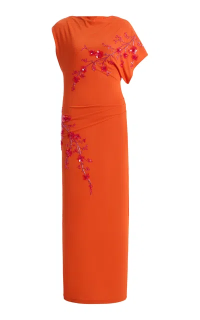 Des_phemmes Exclusive La Isla Off-the-shoulder Maxi Dress In Orange
