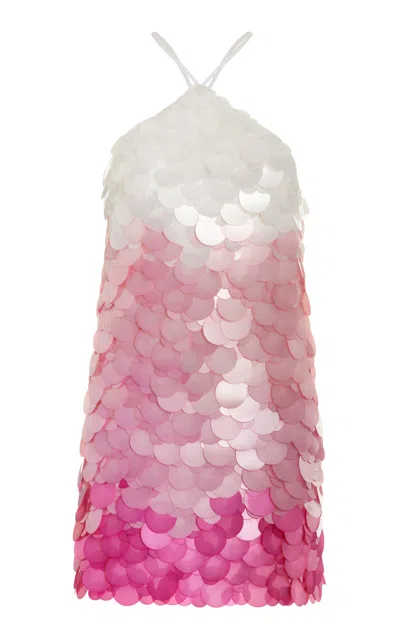 Des_phemmes Exclusive Paillette-sequined Mesh Halter Mini Dress In Pink