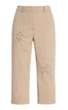 Des_phemmes Exclusive Riviera Embellished Cotton-blend Capri Pants In Neutral