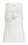 Des_phemmes Exclusive Riviera Embellished Cotton Tank Top In White