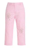 Des_phemmes Exclusive Riviera Embellished Gingham Capri Pants In Pattern