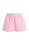 Des_phemmes Exclusive Riviera Gingham Cotton Mini Shorts In Pink
