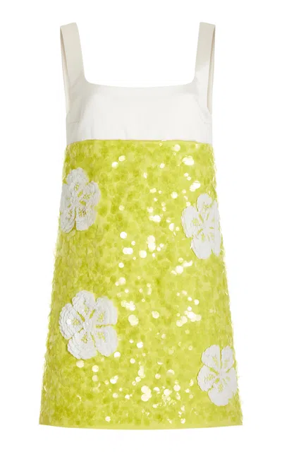 Des_phemmes Exclusive Sequined Satin Mini Dress In Yellow
