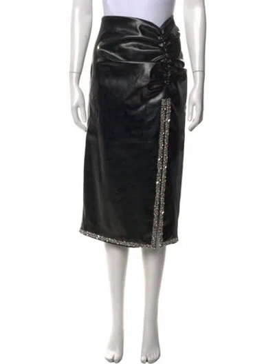 Pre-owned Des_phemmes Faux Leather Midi Length Skirt In Black